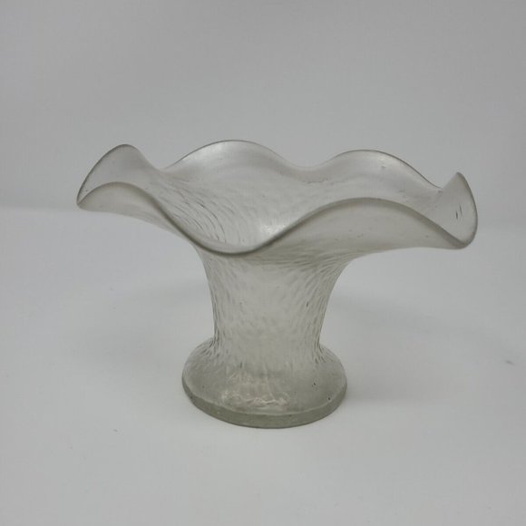 Antique Kralik Rindskopf or Loetz Hand Blown Martele Art Glass Ruffle Vase 3.75" - Picture 1 of 6